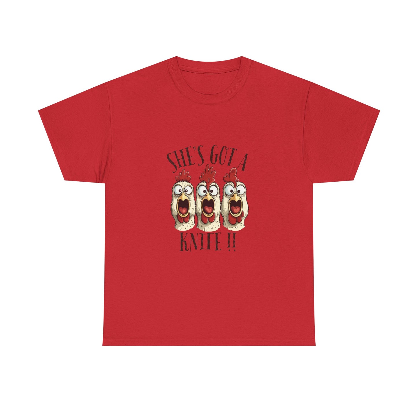 Chicken Choir "She's Got a Knife!!" Tee - Funny Farm Animal Graphic T-Shirt