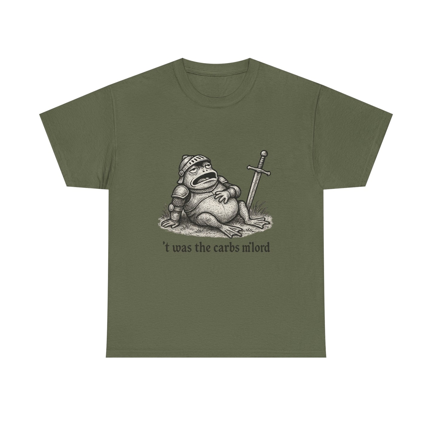 T-Shirt — 't was the carbs m'lord Funny Fantasy Frog Graphic Tee