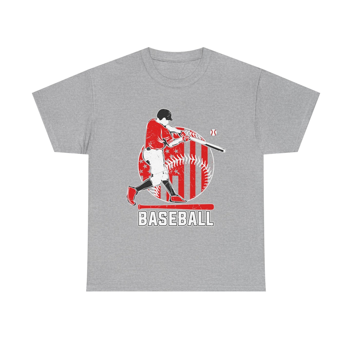 Baseball Player Graphic Tee — Vintage Red Batter Design