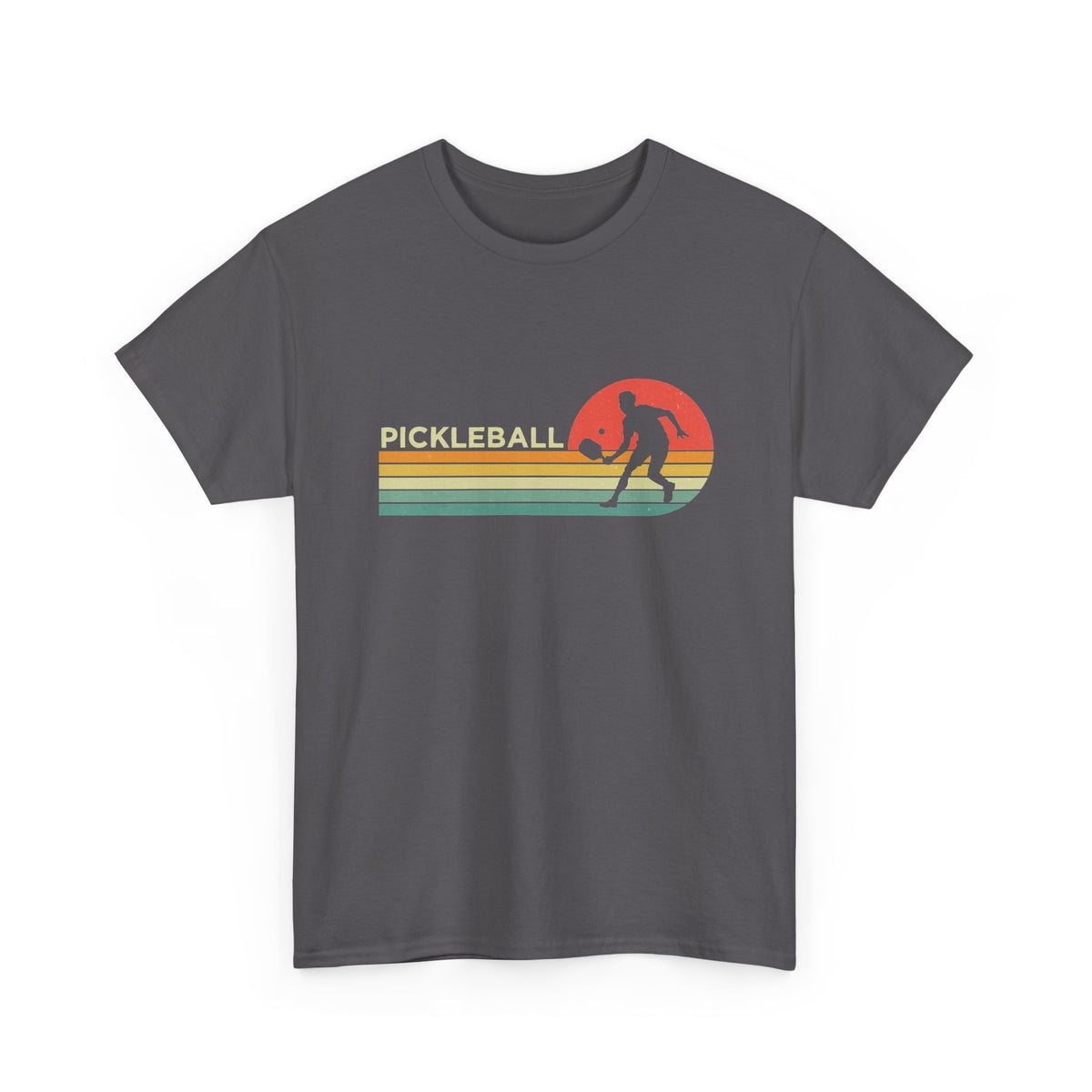 Pickleball Retro Sunset Tee — Vintage Striped Pickleball Player T-Shirt