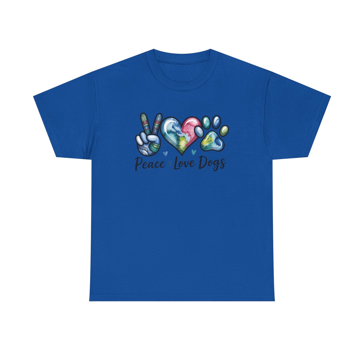 Peace Love Dogs T-Shirt — Cute Paw Print Graphic Tee for Dog Lovers
