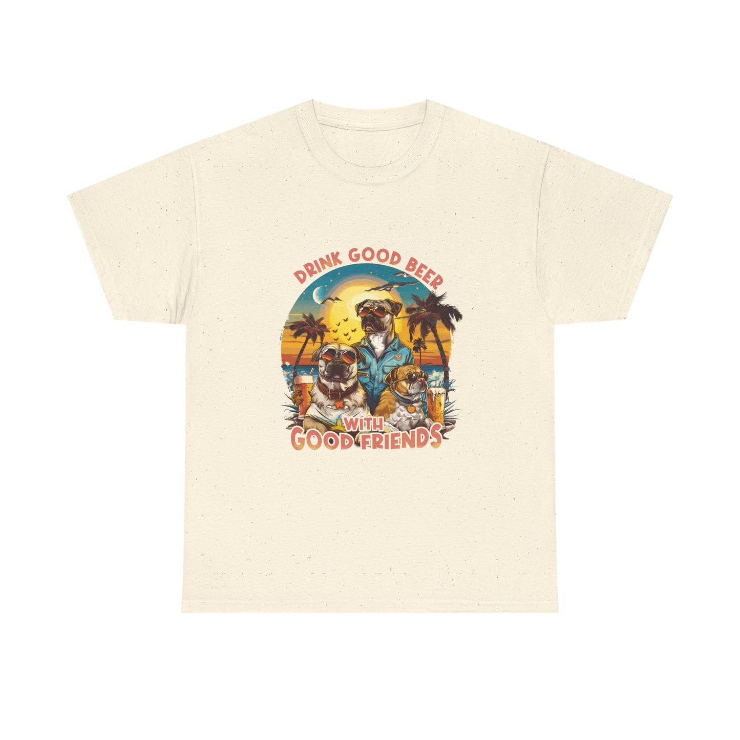 Beer & Pups T-Shirt — "Drink Good Beer with Good Friends" Retro Beach Tee