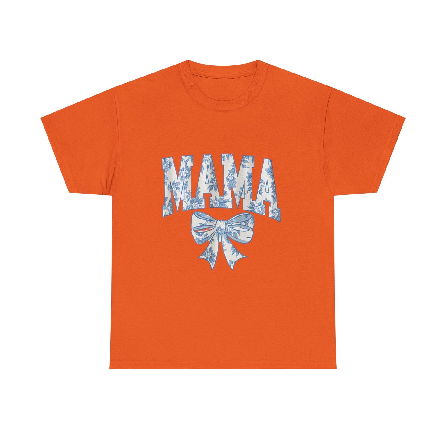 Mama Floral Bow Tee — Blue Watercolor Mom Shirt for Mother's Day
