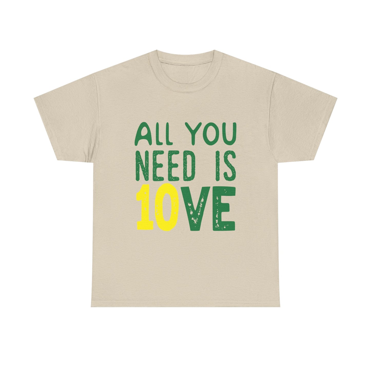 T-Shirt — "All You Need Is 10VE" Retro Green & Yellow Love Tee