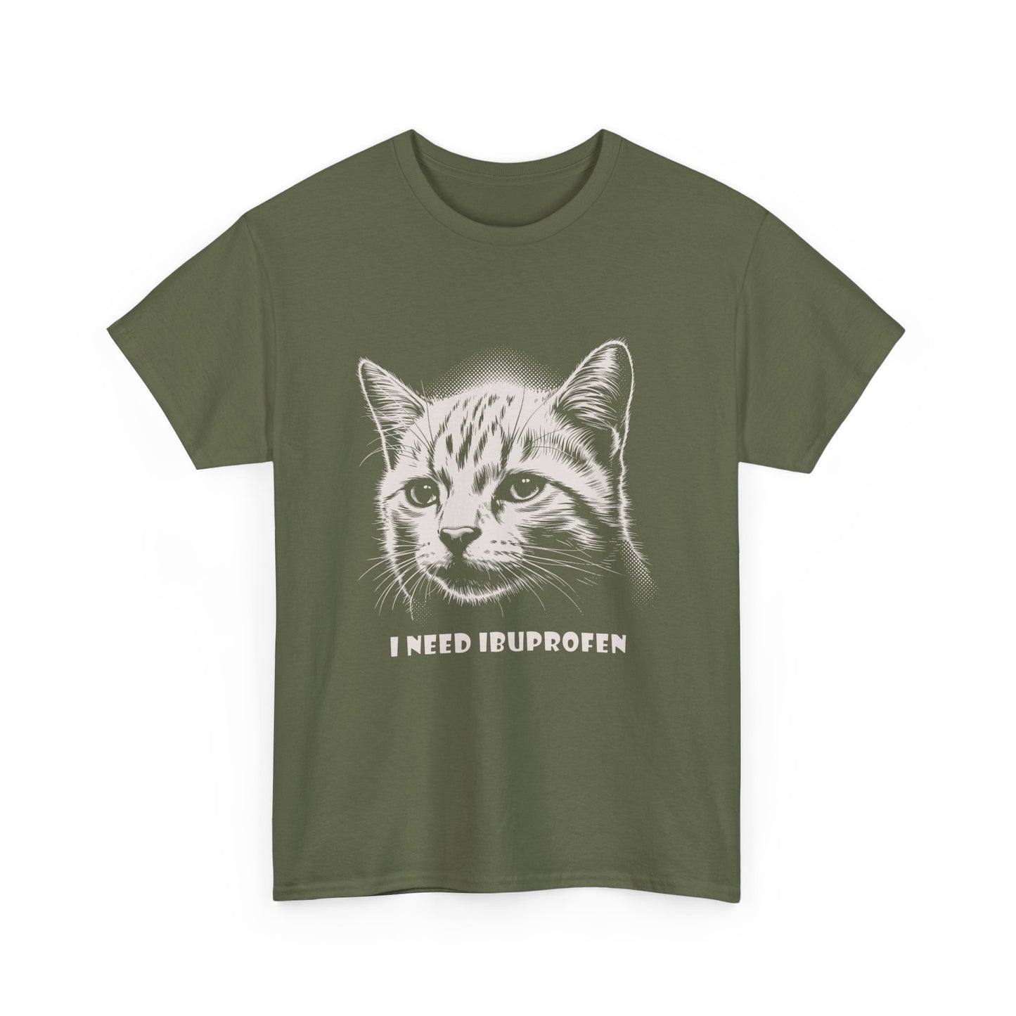 Cat Graphic Tee — "I Need Ibuprofen" Funny Vintage Cat T-Shirt