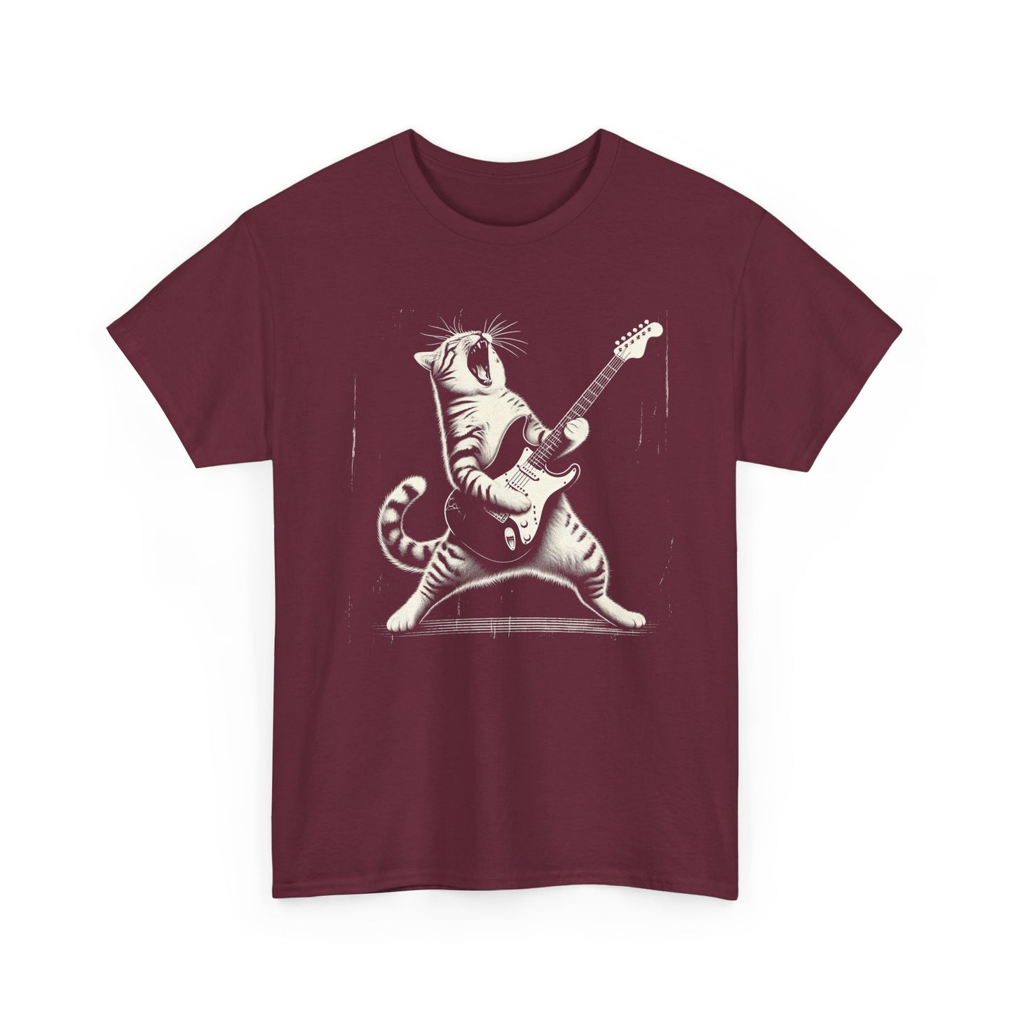 Cat Rocker T-Shirt — Guitar Playing Cat Vintage Band Tee
