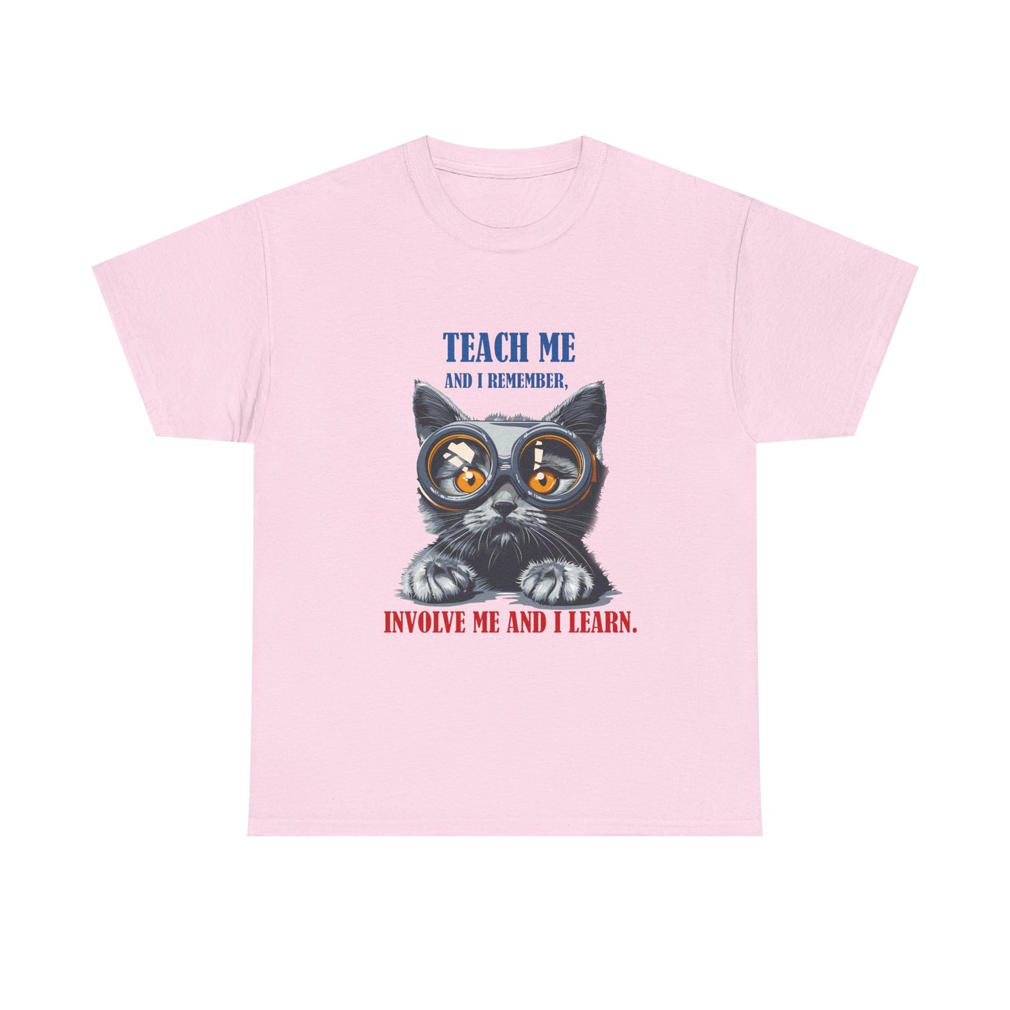 Cat Teacher T‑Shirt — “Teach Me and I Remember, Involve Me and I Learn” Educational Cat Tee