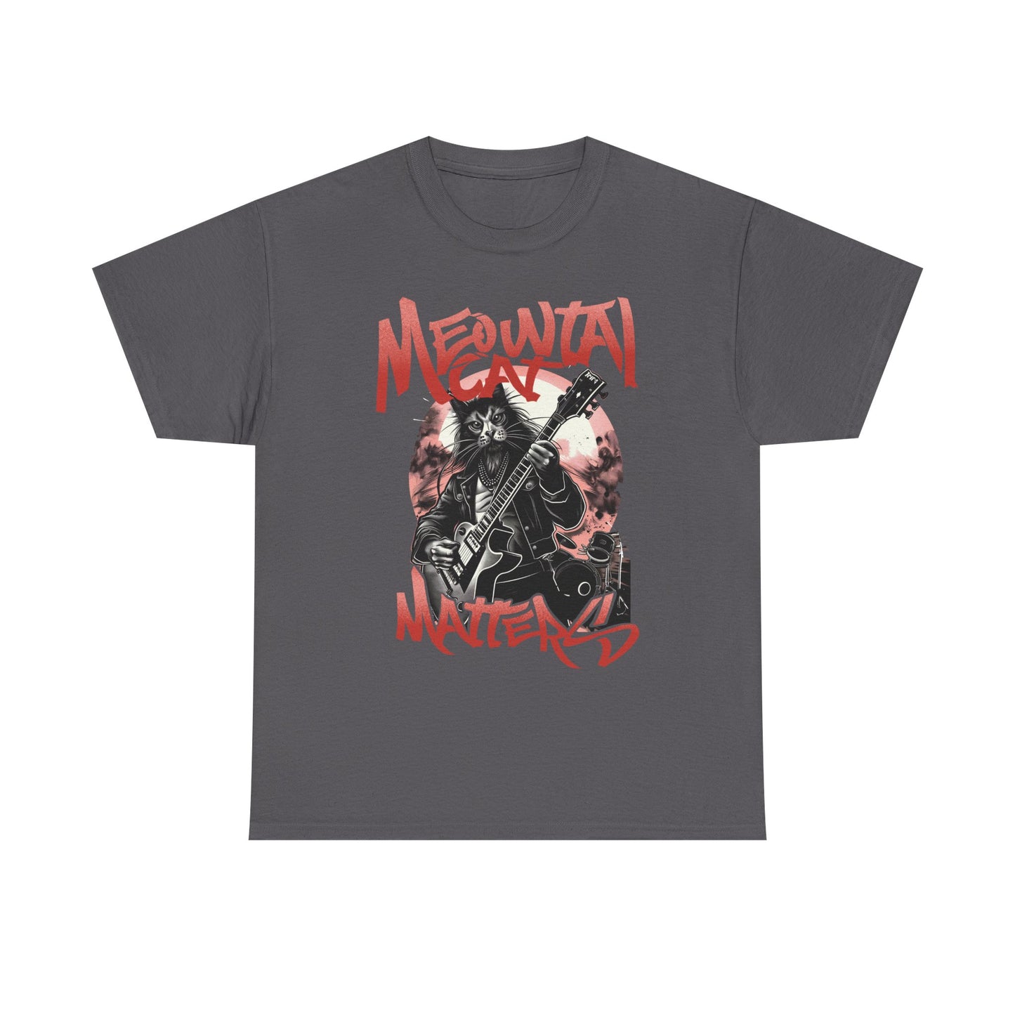 Cat Metal T-Shirt – “Meowtal Matters” Rock Guitar Cat Tee