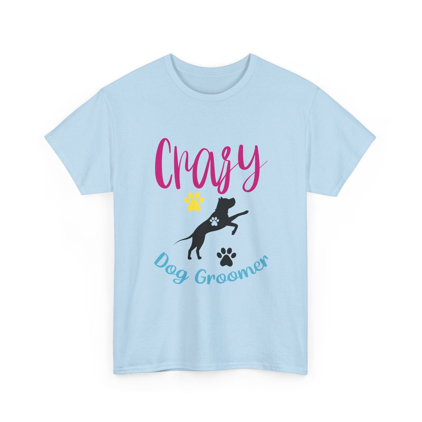 Crazy Dog Groomer T-Shirt — Funny Paw Print Grooming Tee for Pet Stylists