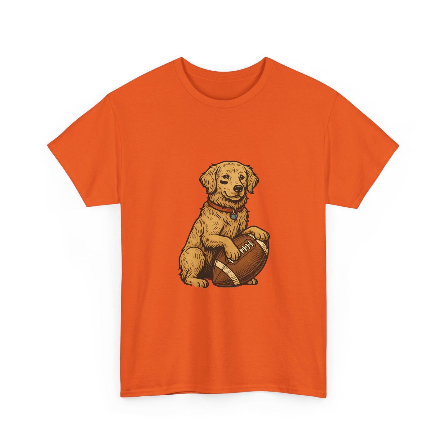 Golden Retriever Puppy Football Tee — Cute Dog with Football Graphic T-Shirt