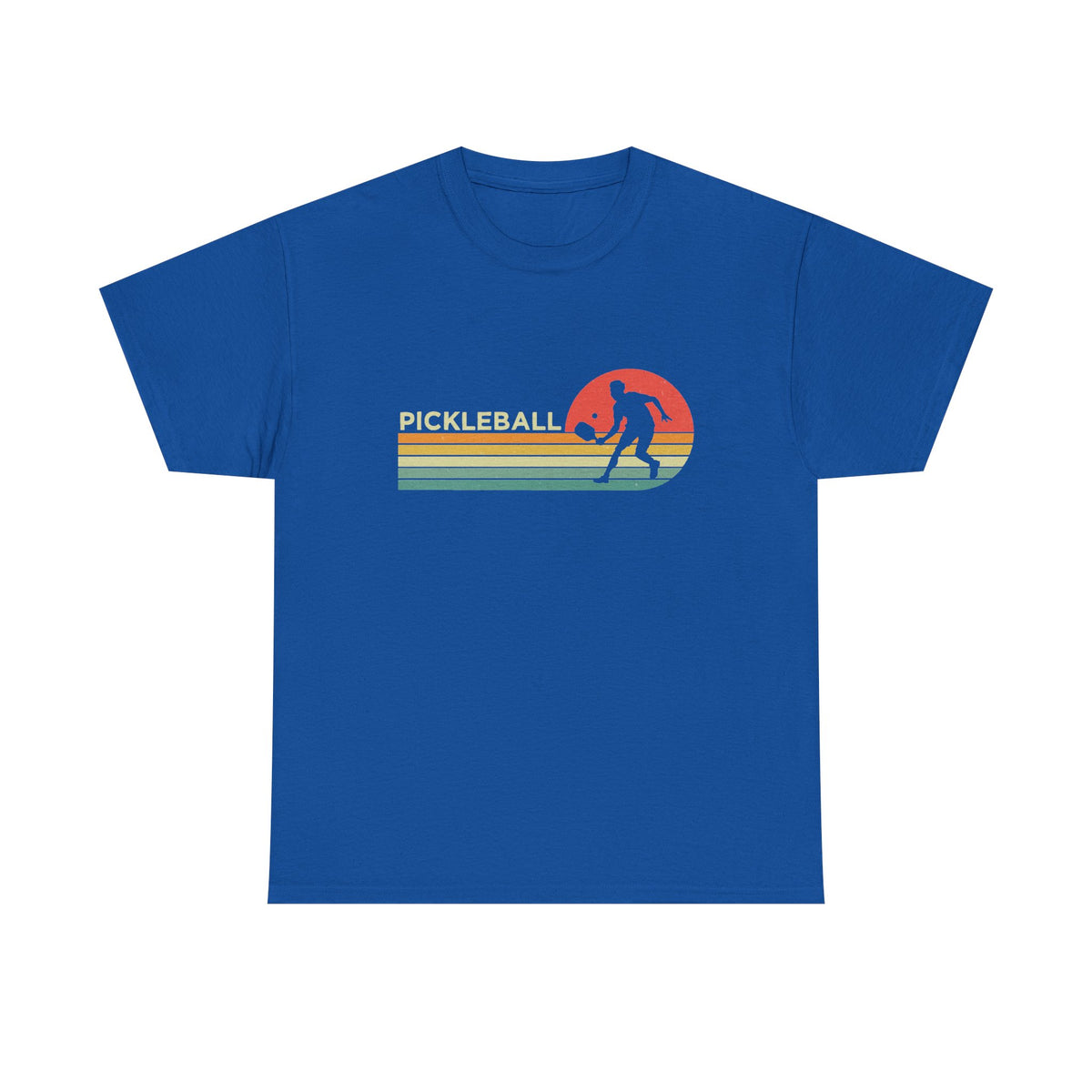 Pickleball Retro Sunset Tee — Vintage Striped Pickleball Player T-Shirt