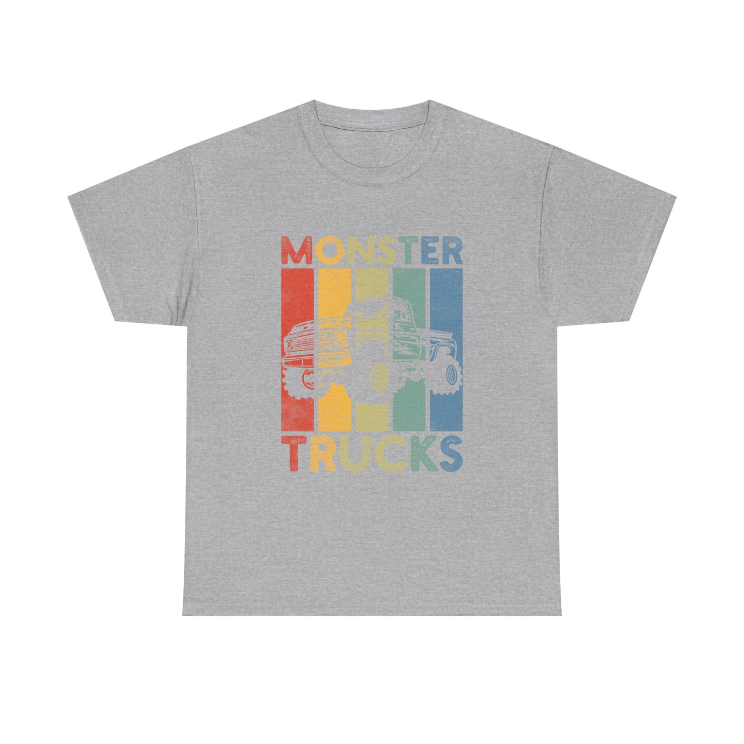 Monster Trucks Retro Tee – Vintage Striped Kids & Adult Off-Road Truck Shirt