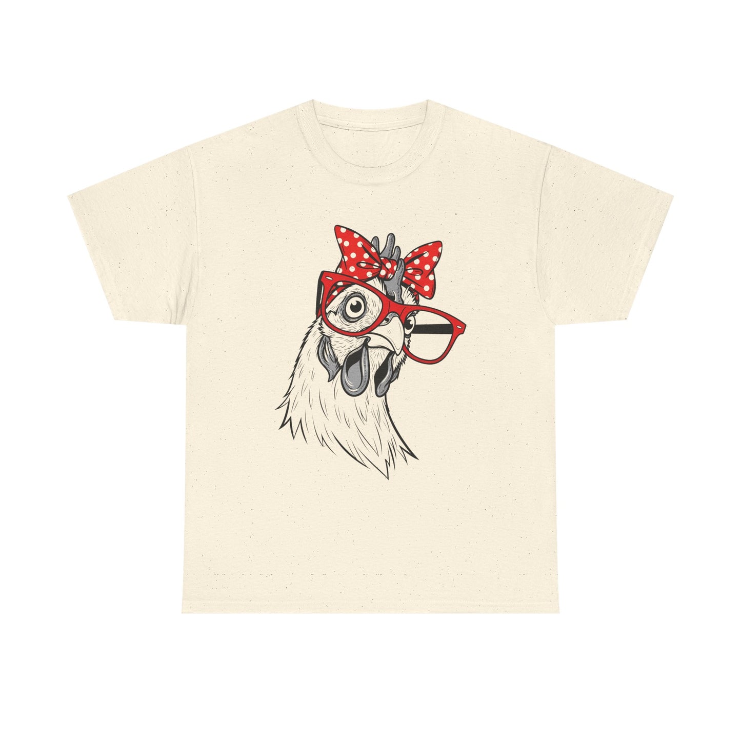 Chicken with Polka Dot Bow Tee - Cute Retro Hen Graphic T-Shirt