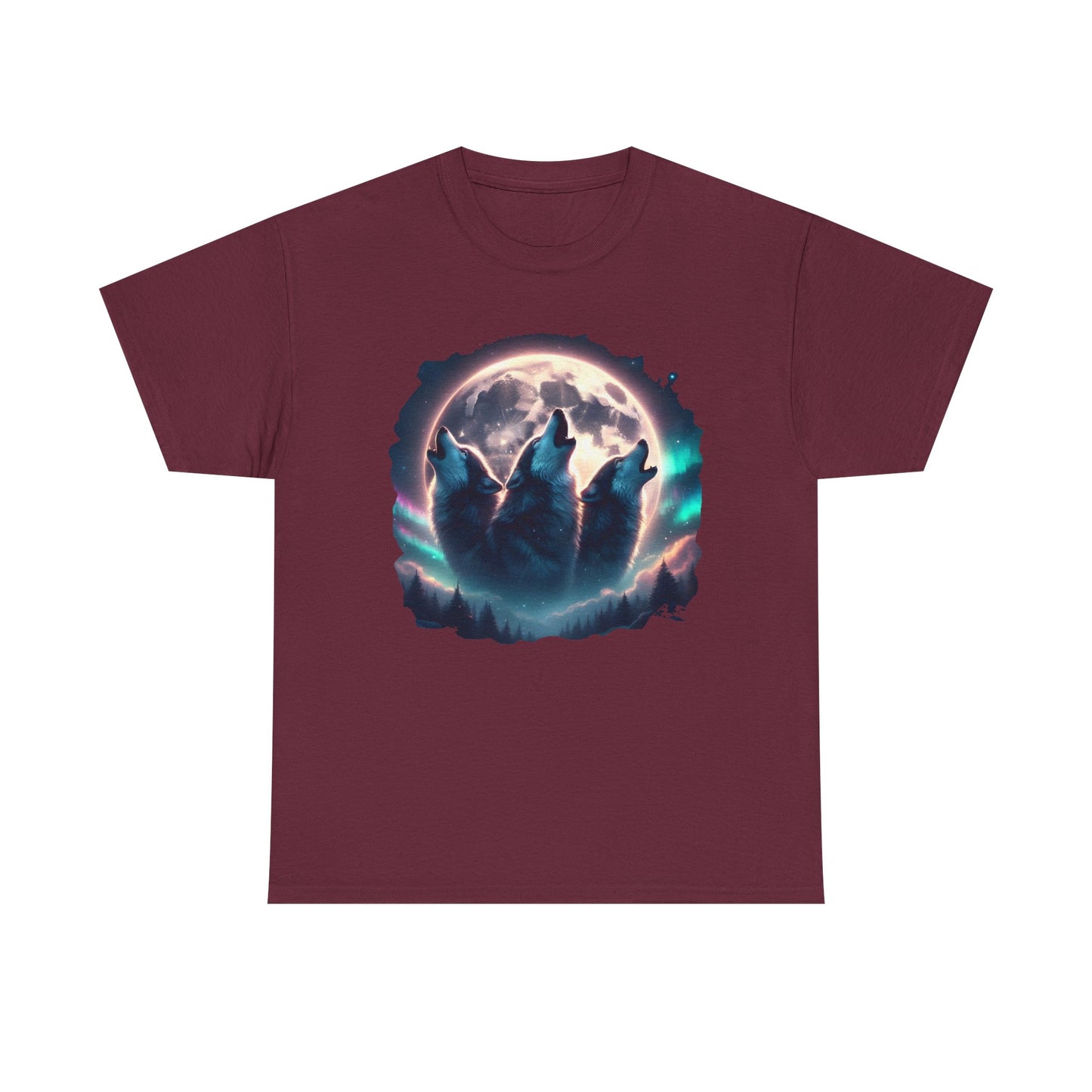 Wolf Moon T-Shirt — Howling Wolves Silhouette at Full Moon Graphic Tee