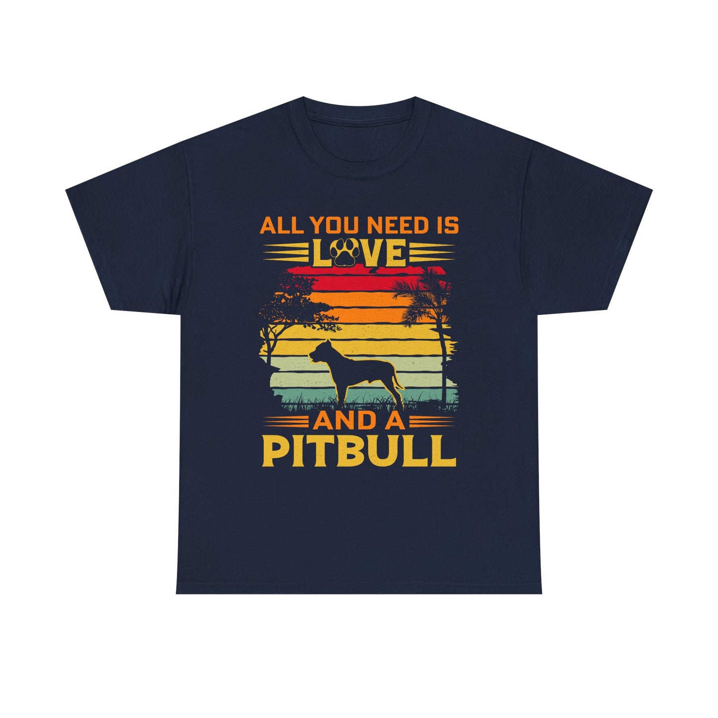 Pitbull T-Shirt – "All You Need Is Love and a Pitbull" Vintage Sunset Tee