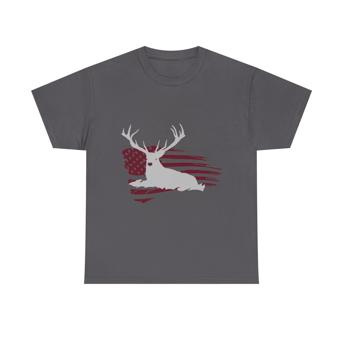 Patriotic Deer Flag T‑Shirt – American Hunting Graphic Tee