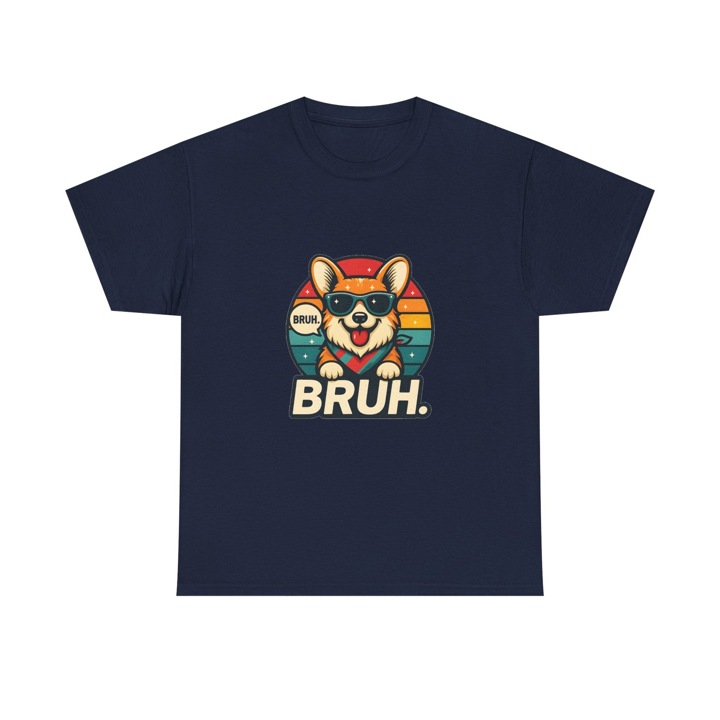 Corgi 'BRUH' Graphic Tee - Retro Sunglasses Dog T-Shirt