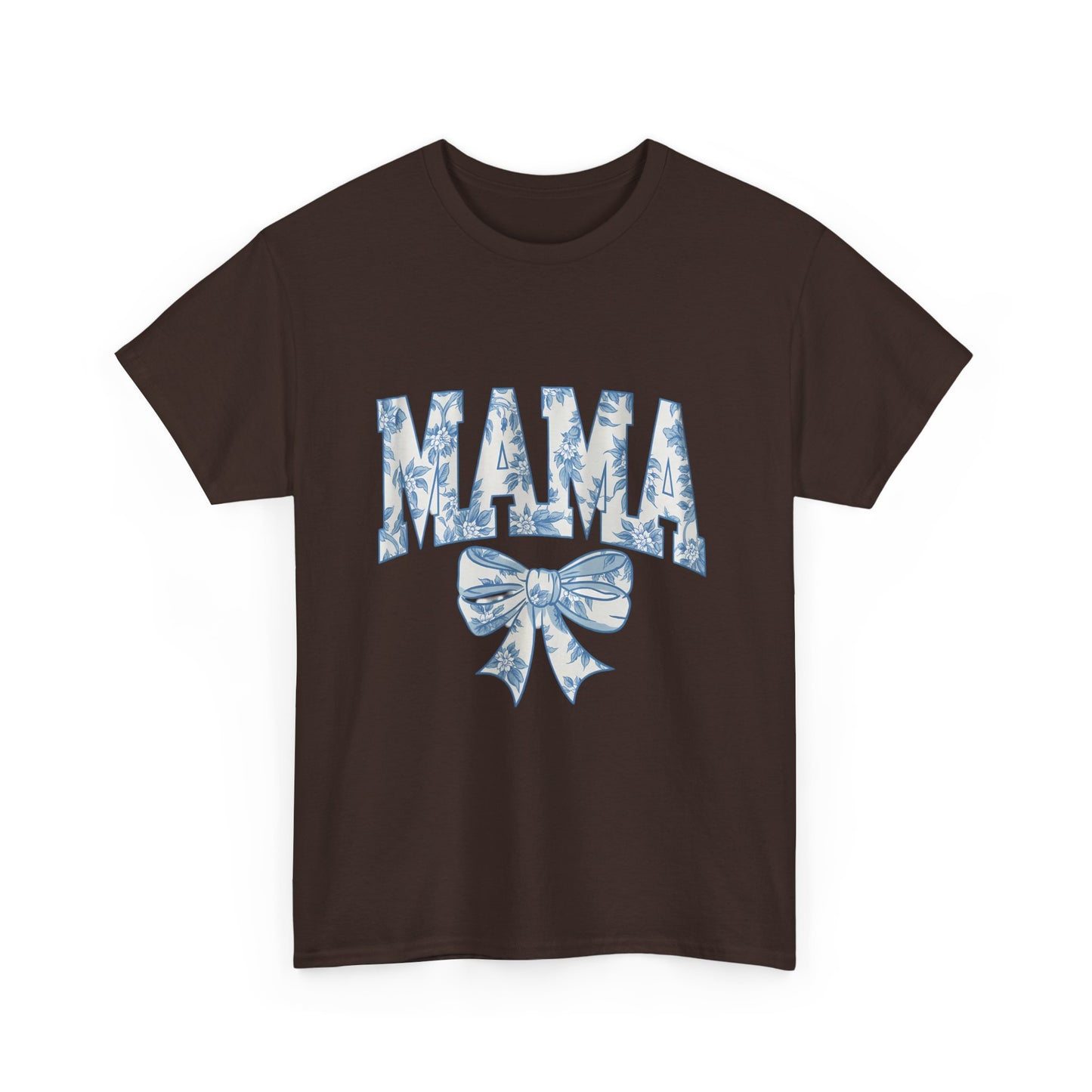Mama Floral Bow Tee — Blue Watercolor Mom Shirt for Mother's Day