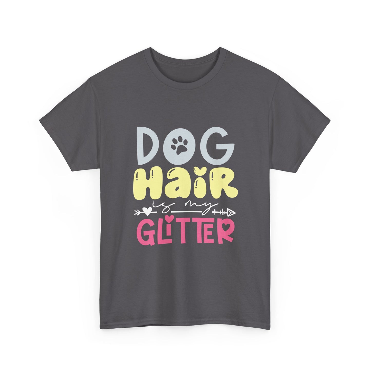 Dog Hair Glitter T-Shirt — Cute Paw Print Pet Lover Tee