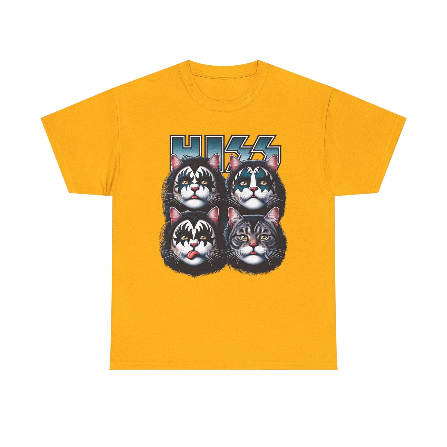 KISS-Style Rock Cat Band T-Shirt