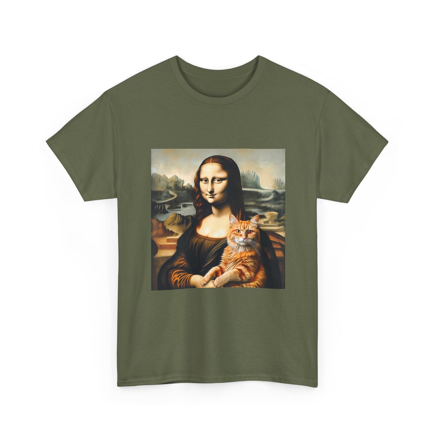 T-Shirt — Mona Lisa Holding a Cat Graphic Tee