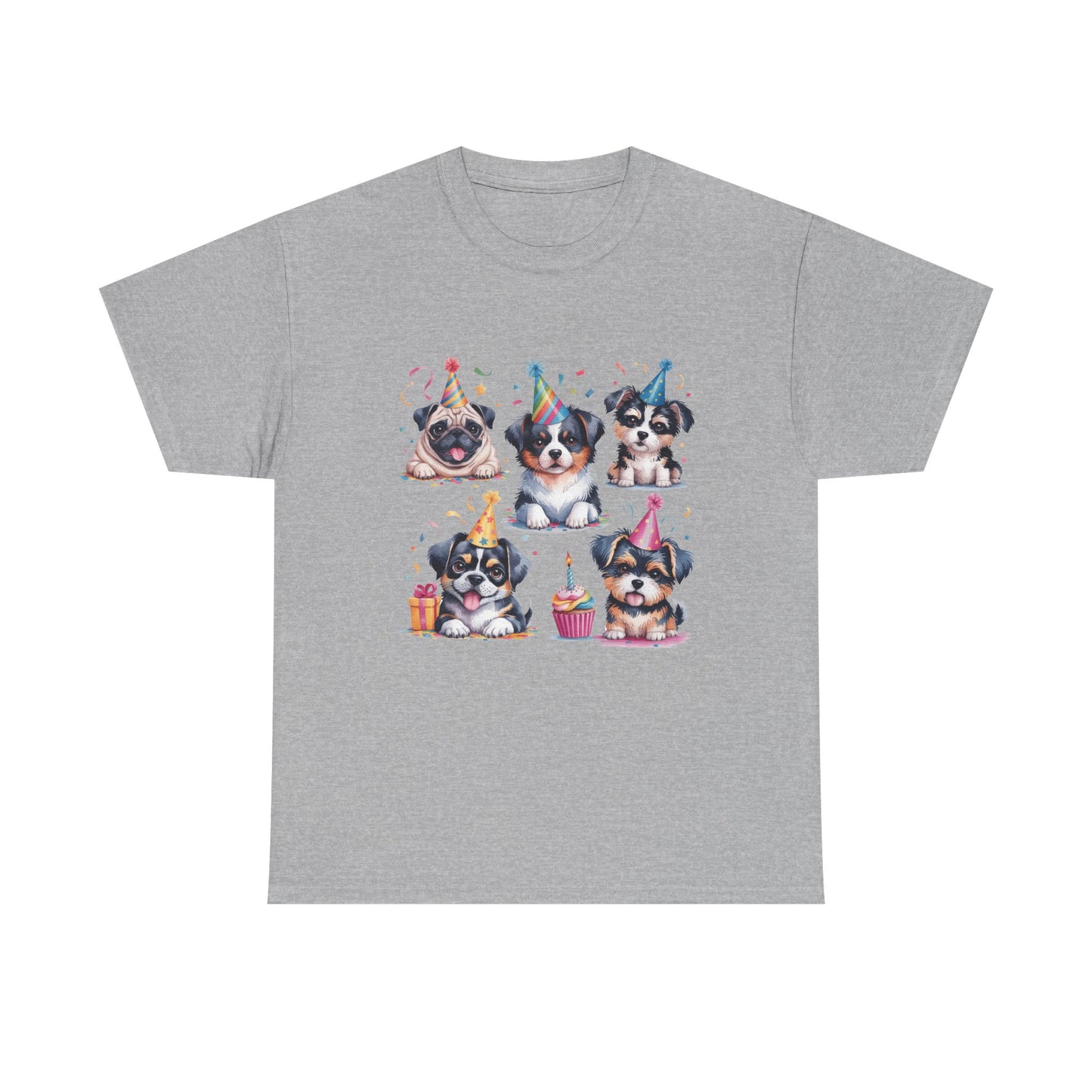 Birthday Puppies T‑Shirt — Cute Party Dogs with Cupcakes