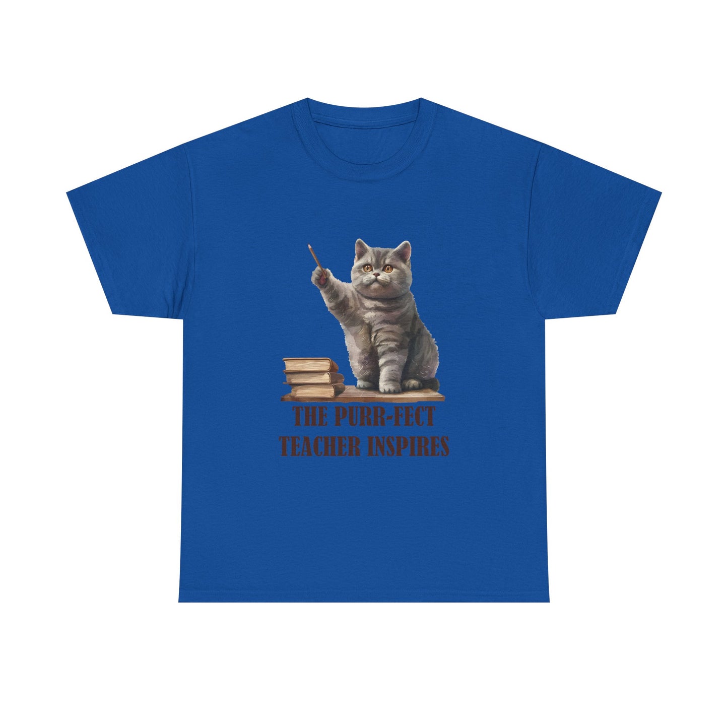 Teacher Cat T-Shirt — "The Purr-fect Teacher Inspires" Cute Gift for Educators