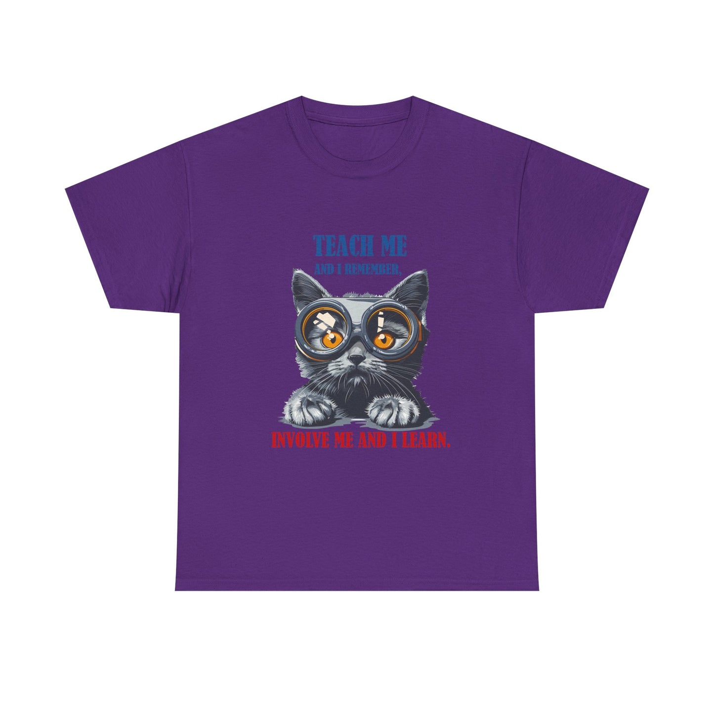 Cat Teacher T‑Shirt — “Teach Me and I Remember, Involve Me and I Learn” Educational Cat Tee