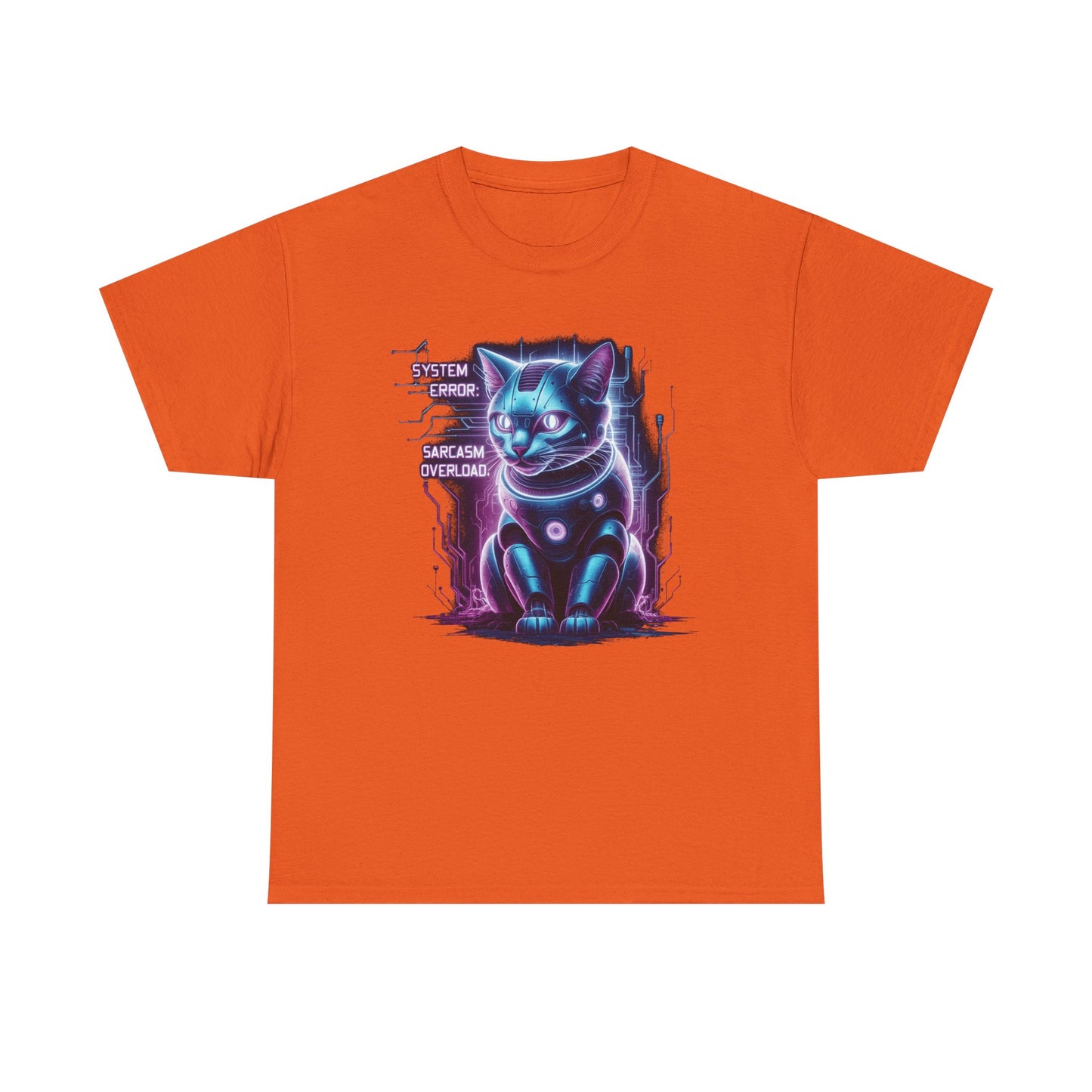 Neon Cyberpunk Lucky Cat T-Shirt — "Problem Solver, Sarcasm Overload"