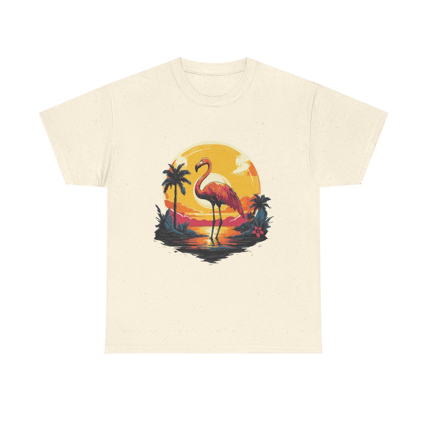 Flamingo Sunset Tee — Tropical Beach Vintage Graphic T-Shirt