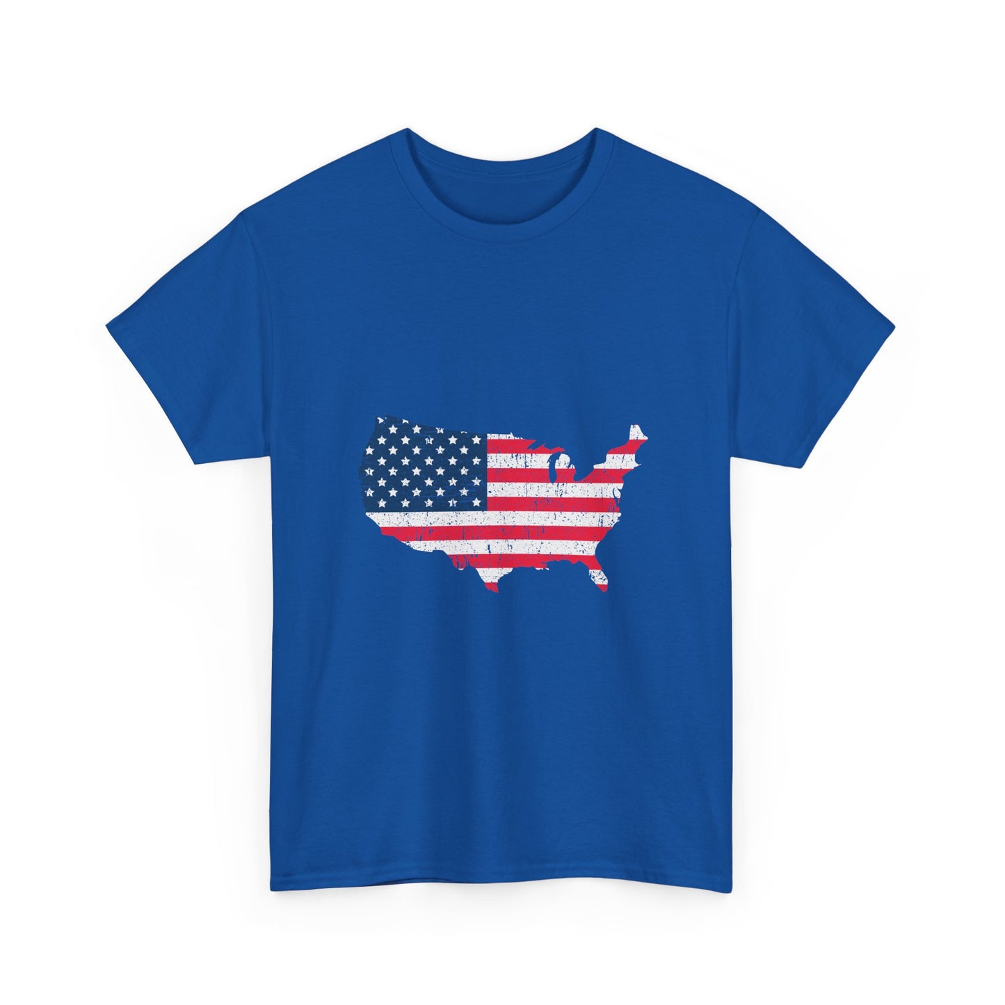 USA Flag Map T-Shirt — Distressed American Flag Outline Tee