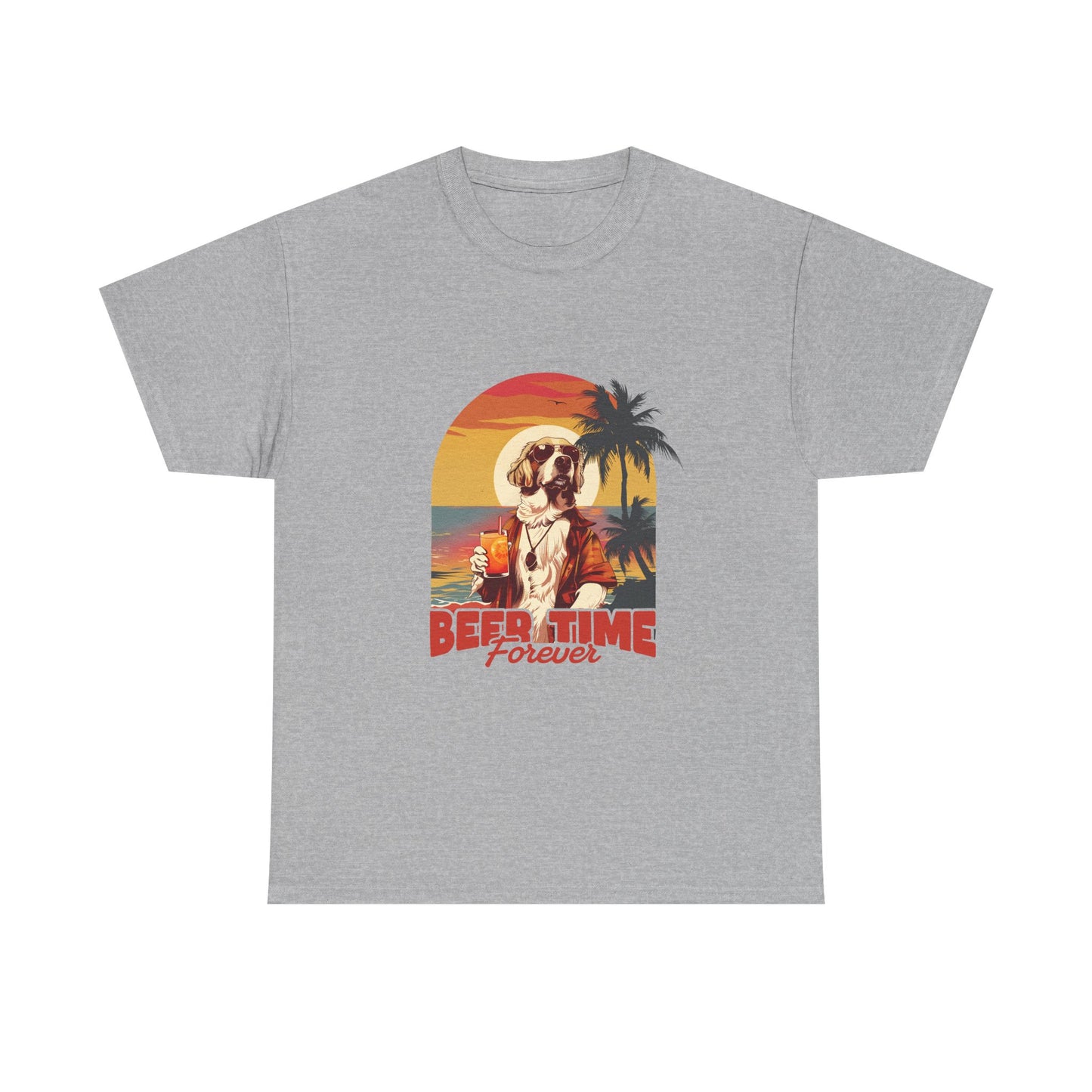 Beer Time Forever T-Shirt — Retro Beach Dog Vacation Tee