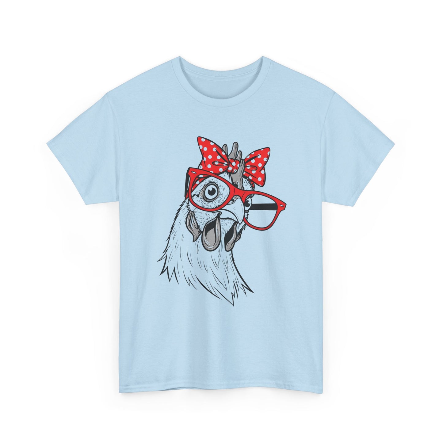 Chicken with Polka Dot Bow Tee - Cute Retro Hen Graphic T-Shirt