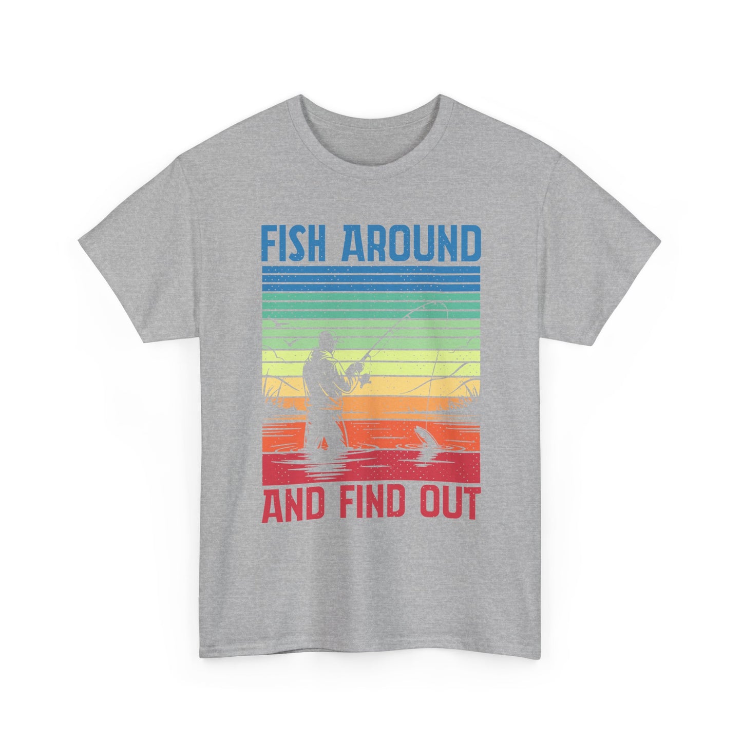 Fishing T-Shirt - "Fish Around and Find Out" Retro Sunset Angler Tee
