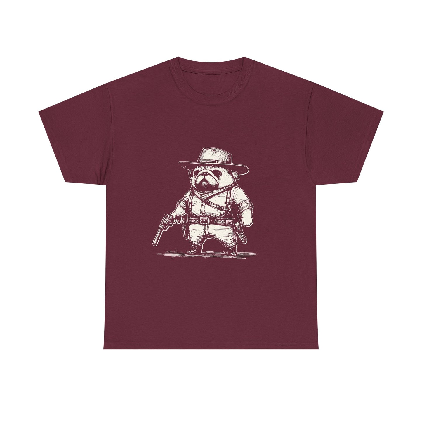 Pug Gunslinger T-Shirt – Cute Cowboy Pug Graphic Tee