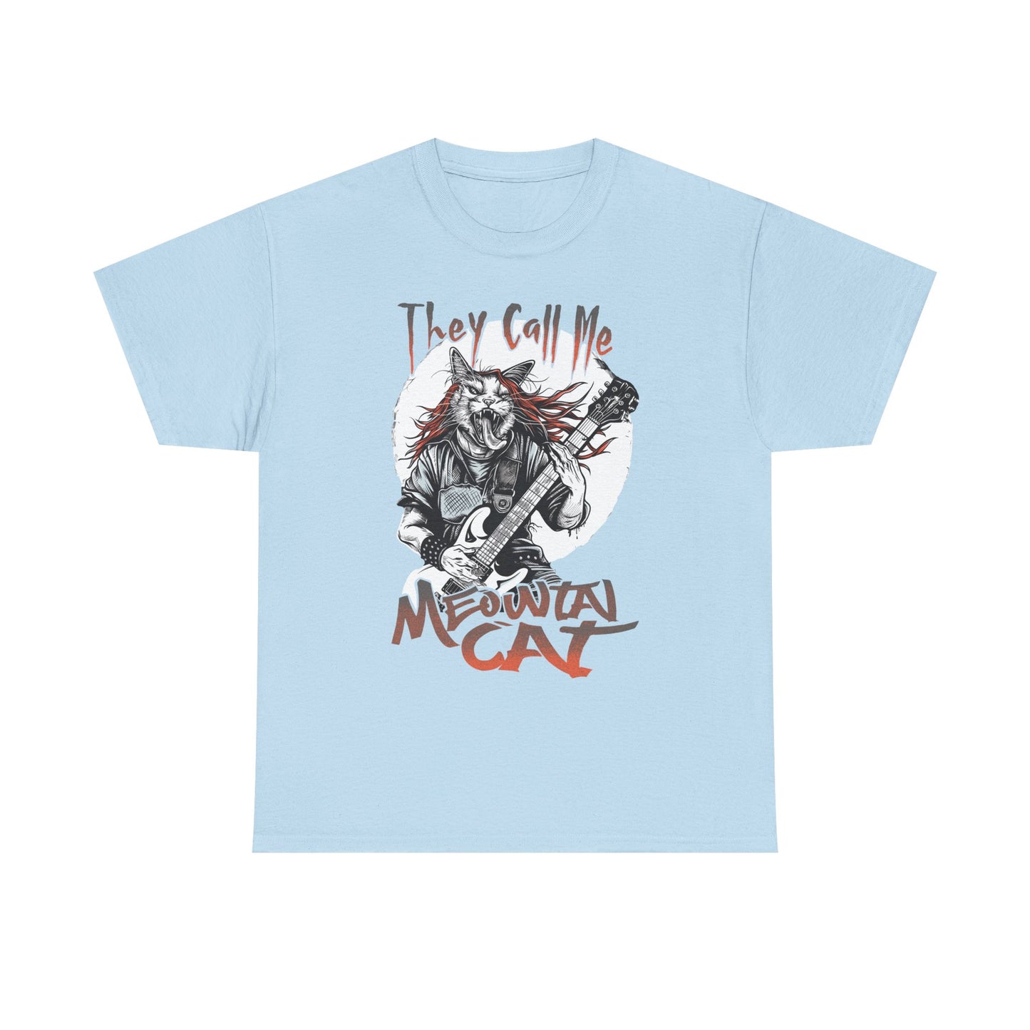 Meowtal Cat Guitar T-Shirt — "They Call Me Meowtal Cat" Rock Music Tee