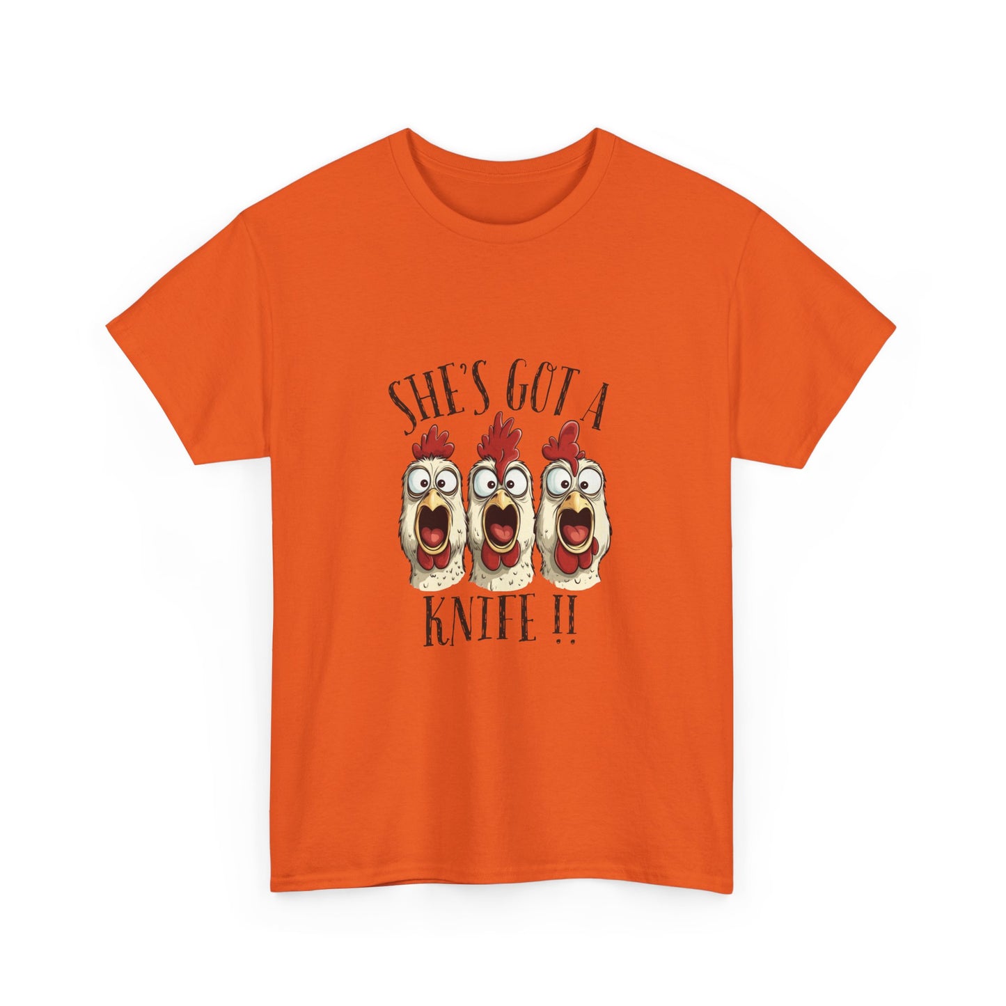 Chicken Choir "She's Got a Knife!!" Tee - Funny Farm Animal Graphic T-Shirt
