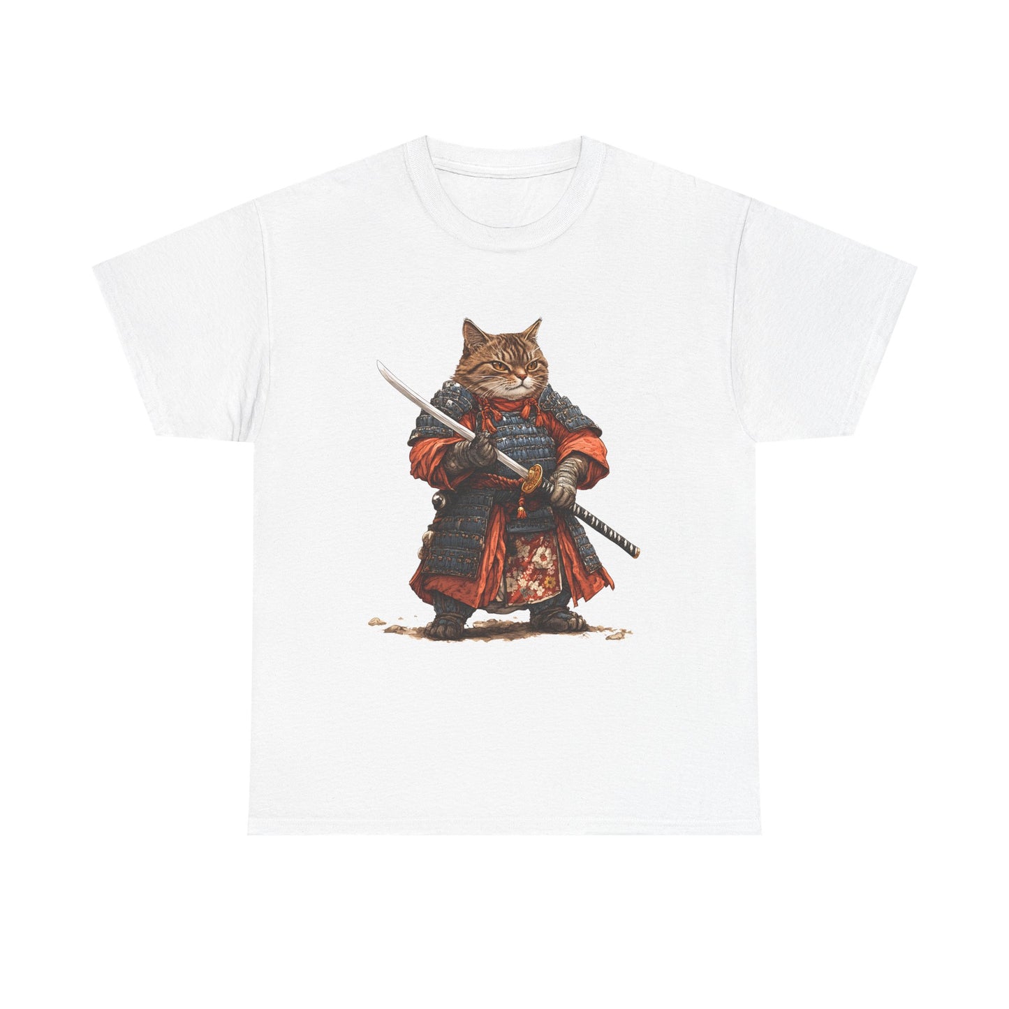 Samurai Cat T-Shirt – Warrior Tabby Graphic Tee