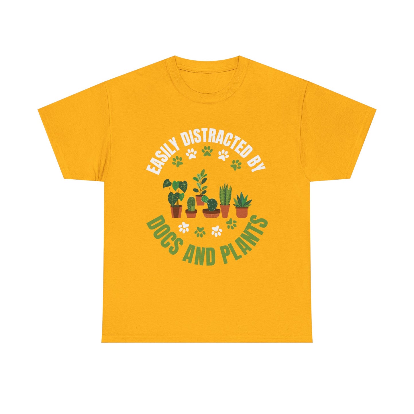 T‑Shirt — "Easily Distracted by Dogs and Plants" Graphic Tee for Dog Lovers & Plant Parents