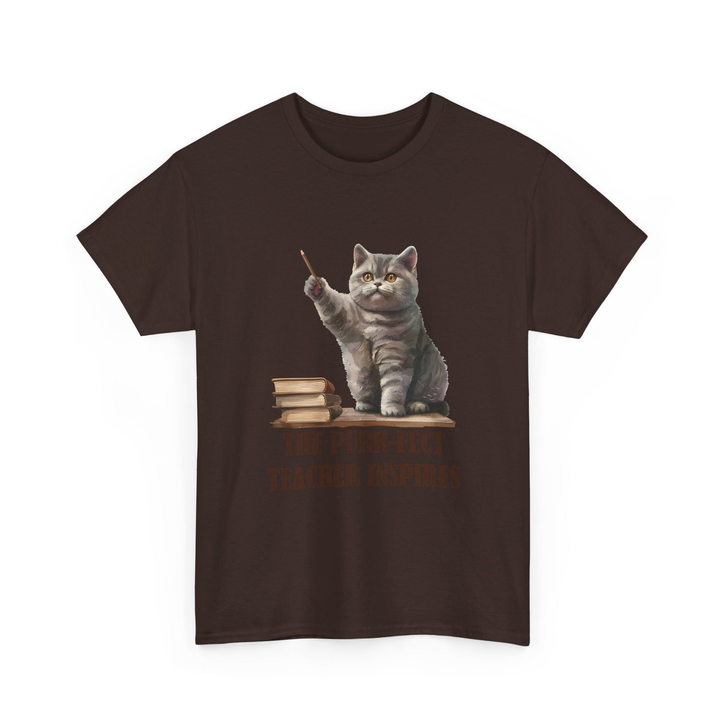 Teacher Cat T-Shirt — "The Purr-fect Teacher Inspires" Cute Gift for Educators