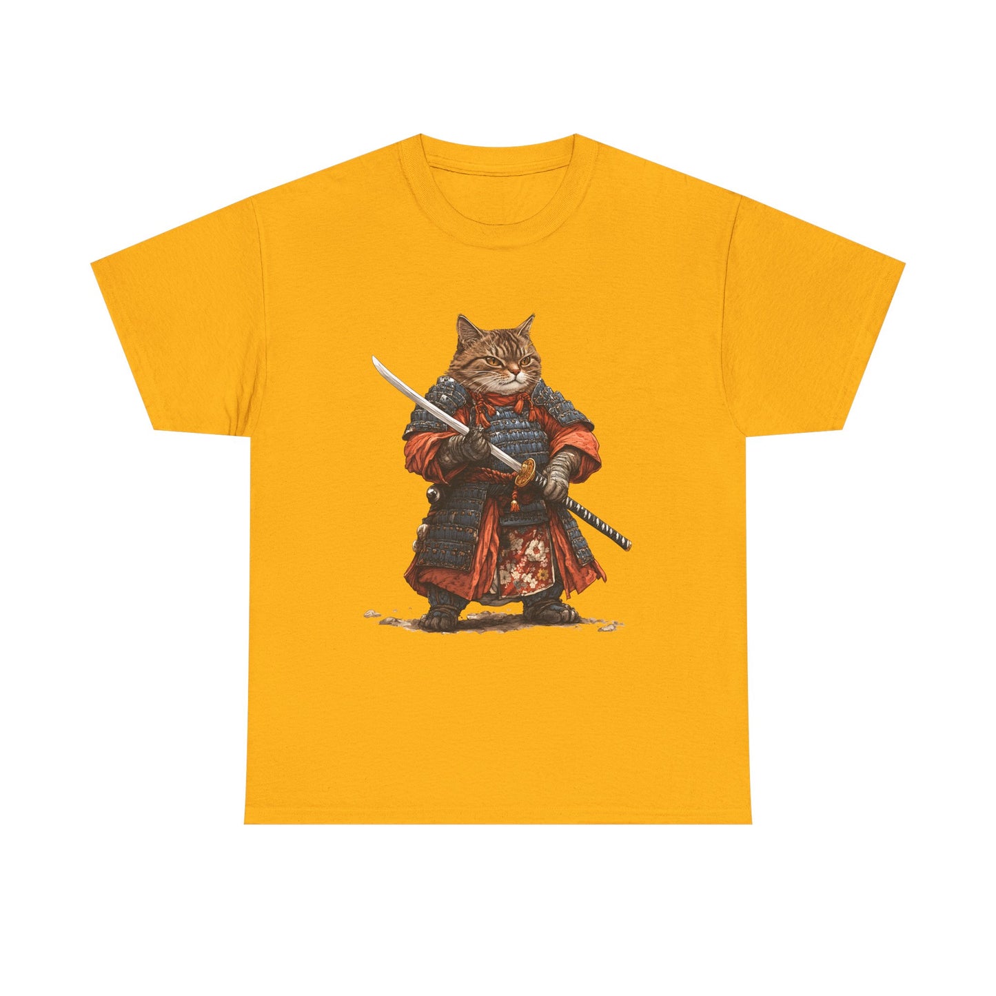 Samurai Cat T-Shirt – Warrior Tabby Graphic Tee
