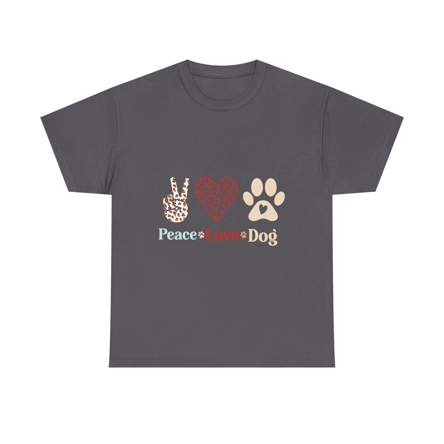 Peace Love Dog T-Shirt - Paw Print & Peace Sign Graphic Tee for Dog Lovers