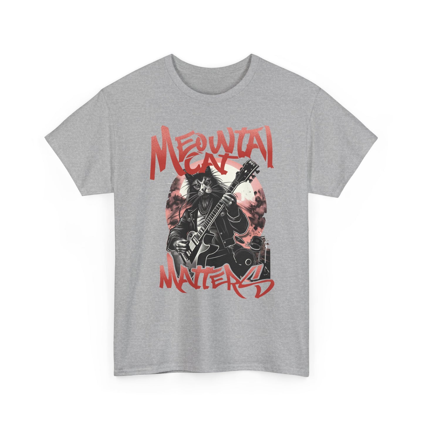 Cat Metal T-Shirt – “Meowtal Matters” Rock Guitar Cat Tee