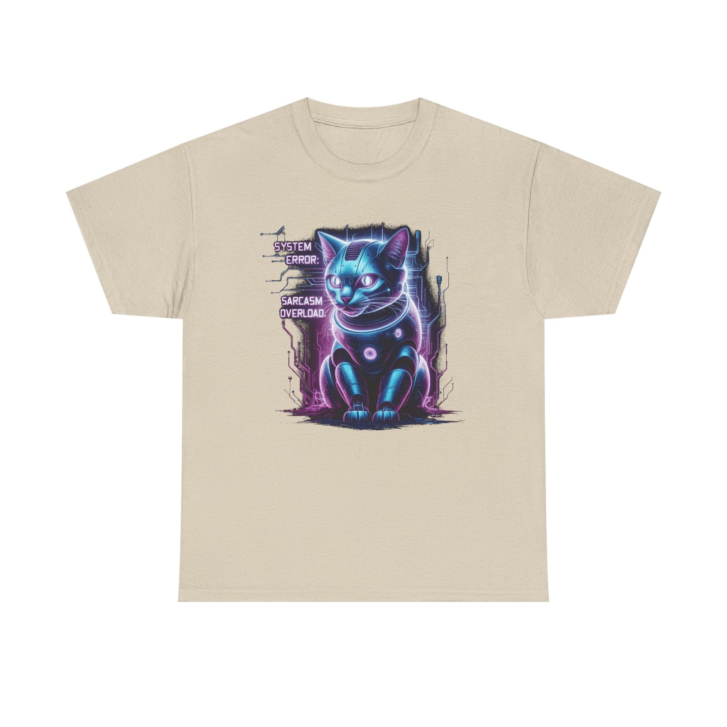 Neon Cyberpunk Lucky Cat T-Shirt — "Problem Solver, Sarcasm Overload"