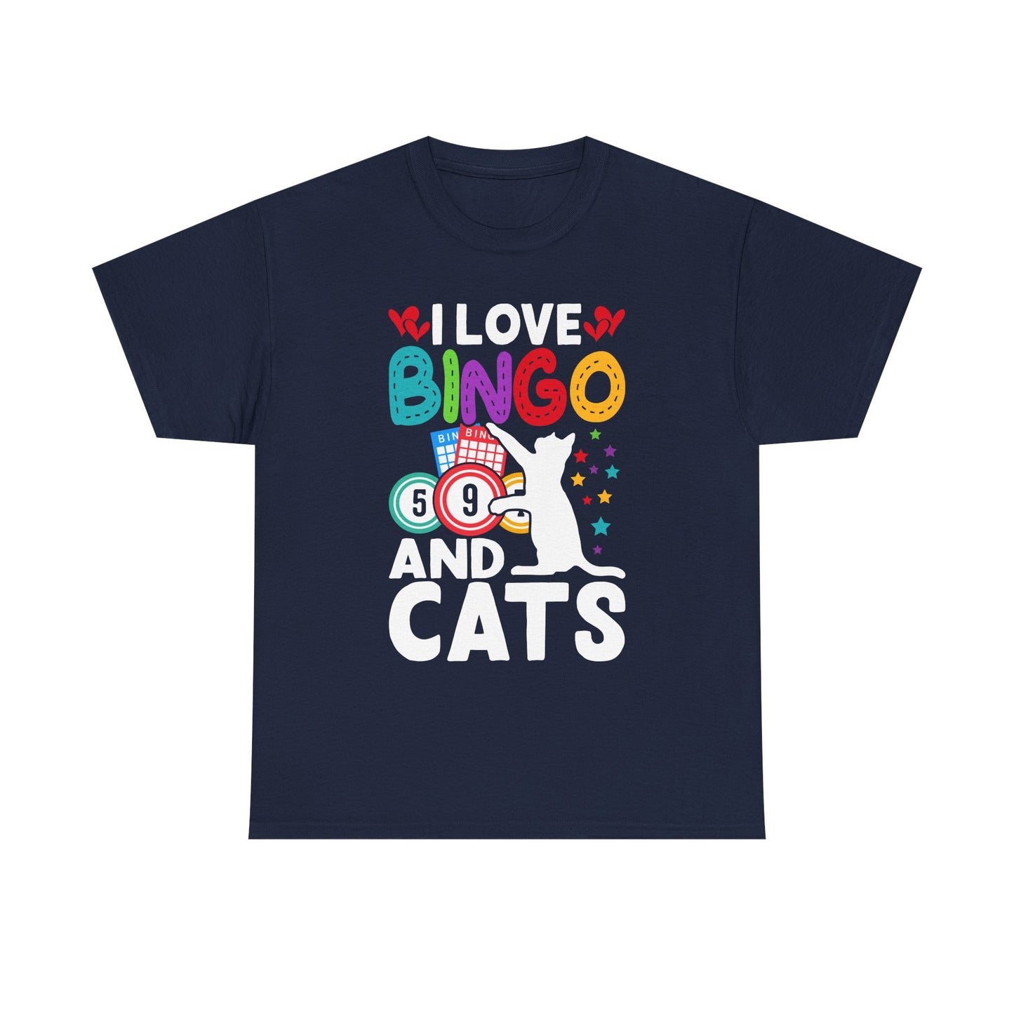 I Love Bingo and Cats T-Shirt — Funny Cat Lover Bingo Tee