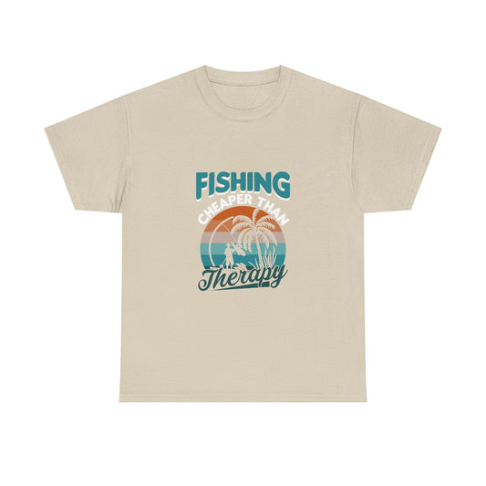 Fishing Cheaper Than Therapy T-Shirt — Retro Palm Beach Fishing Tee