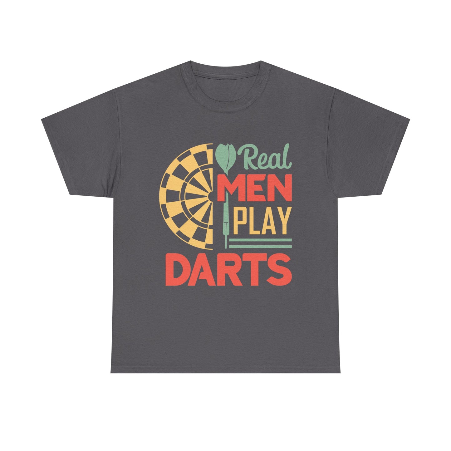 Darts T-Shirt — “Real Men Play Darts” Retro Dartboard Tee
