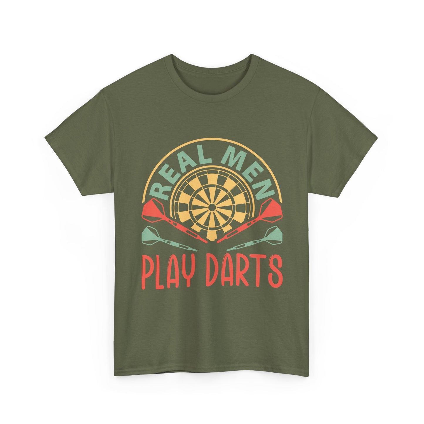 Darts T-Shirt — “Real Men Play Darts” Retro Dartboard Tee