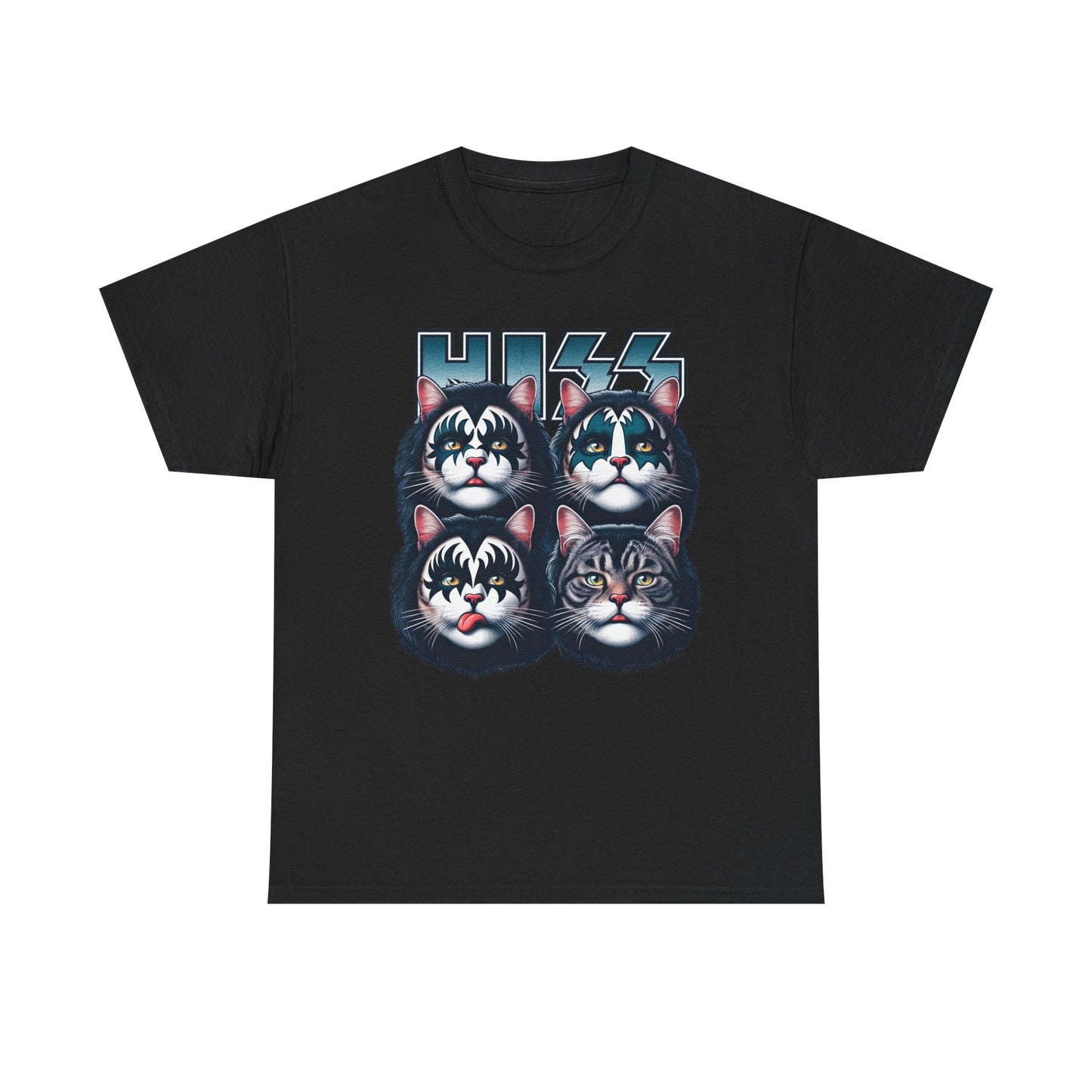 KISS-Style Rock Cat Band T-Shirt