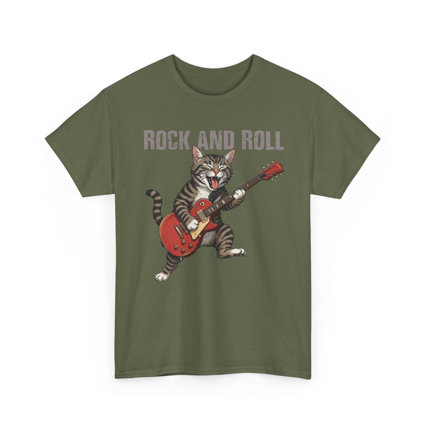 Rock and Roll Cat T-Shirt — Vintage Guitar Kitty Graphic Tee